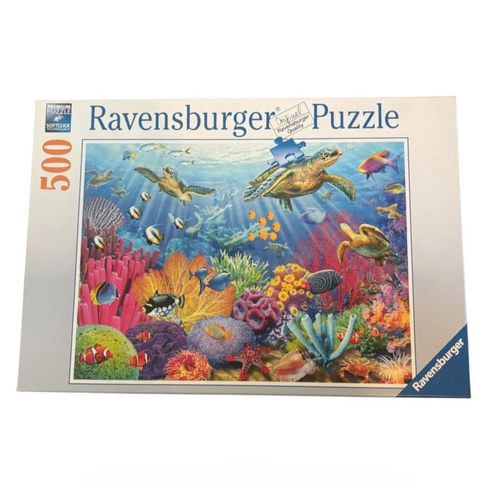 ⁠Ravensburger Tropical Waters 500 Pc Jigsaw Puzzle Sea Turtles NEW Sealed Bag